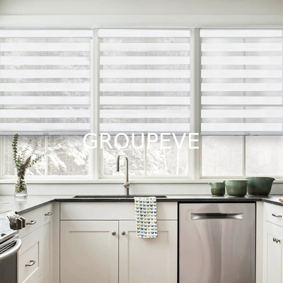 comprare 100% poliestere Semi Window Blackout Jacquard Zebra Stoffa di ricambio Roller Blinds Shades Persiane Crema solare Zebra Stoffa fabbricazione online