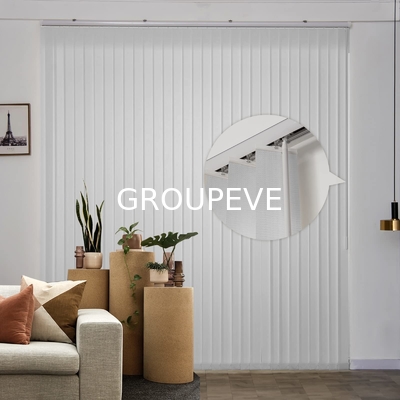 finestre di privacy verticali commerciali eleganti persiane e sfumature di tessuto a rulli